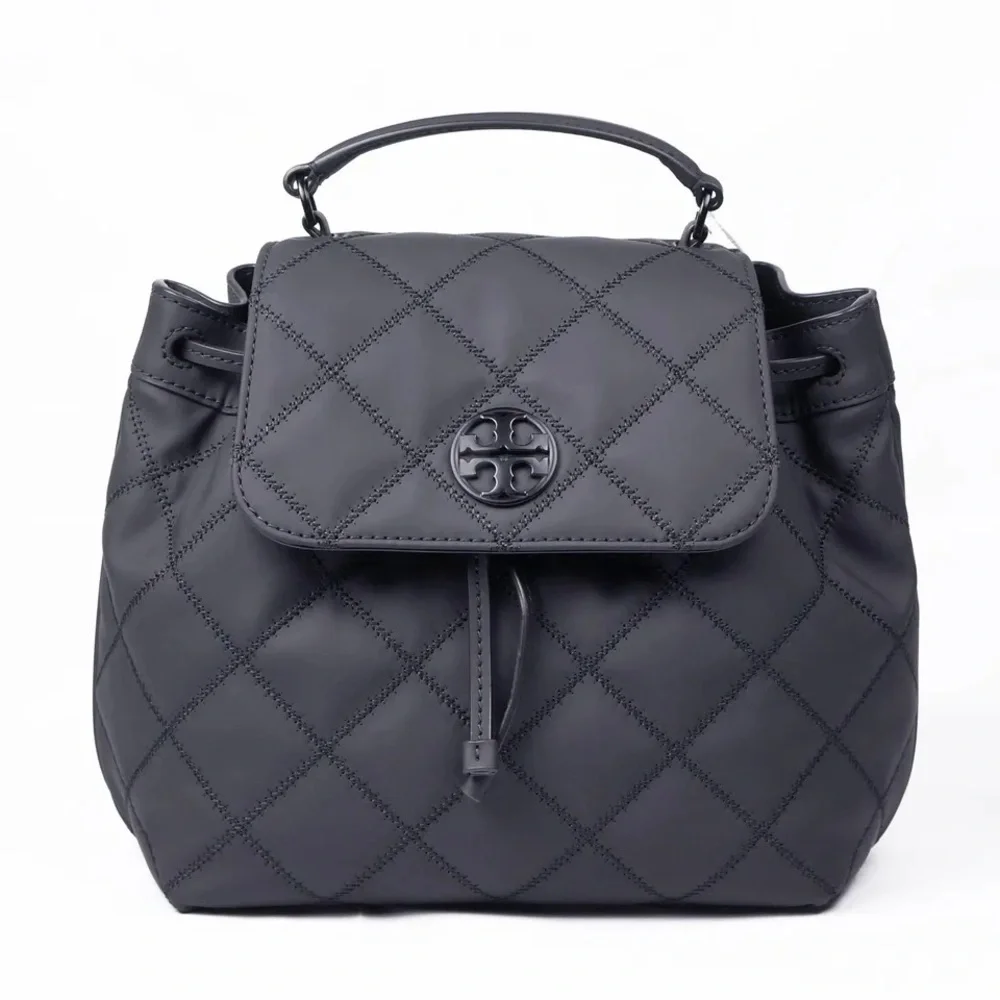 Tory Burch black quilted backpack